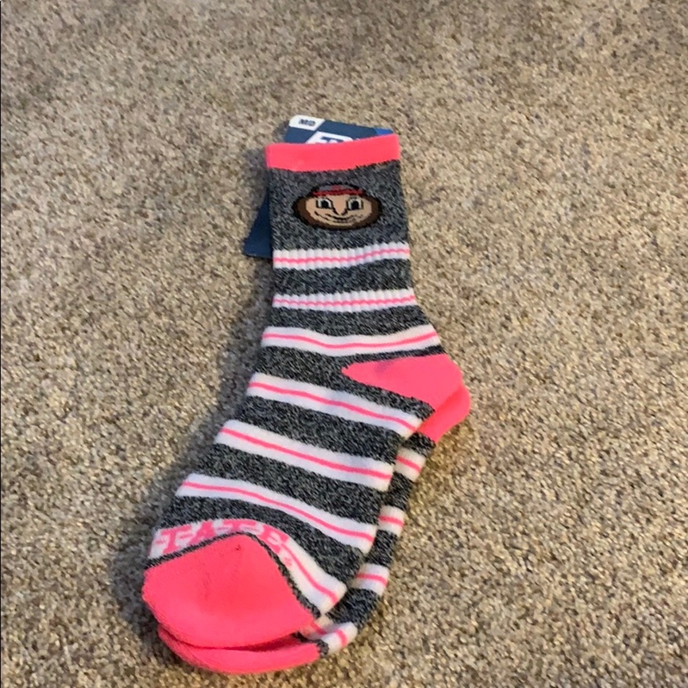 NWT Ohio state socks pink black and white size MD